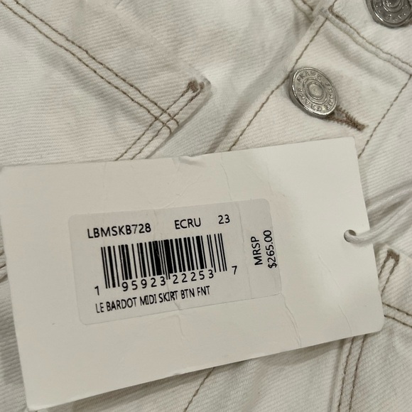 FRAME Le Bardot Midi Skirt W/ Button Front Closure Ecru Denim Size 23 Resortwear - Picture 10 of 12